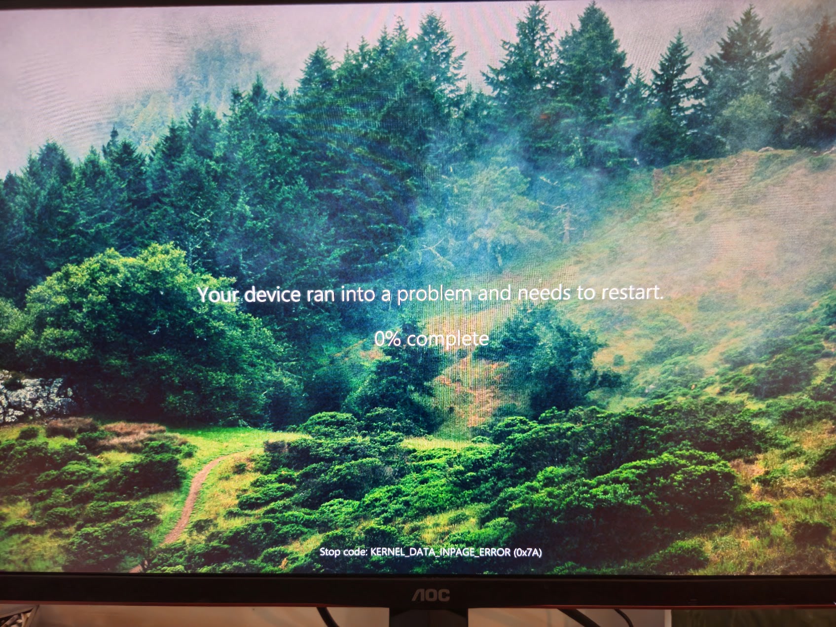 Windows crash screen with stop code KERNEL_DATA_INPAGE_ERROR (0x7A)